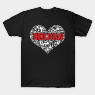 Theologian Heart Shape Word Cloud Design design T-Shirt